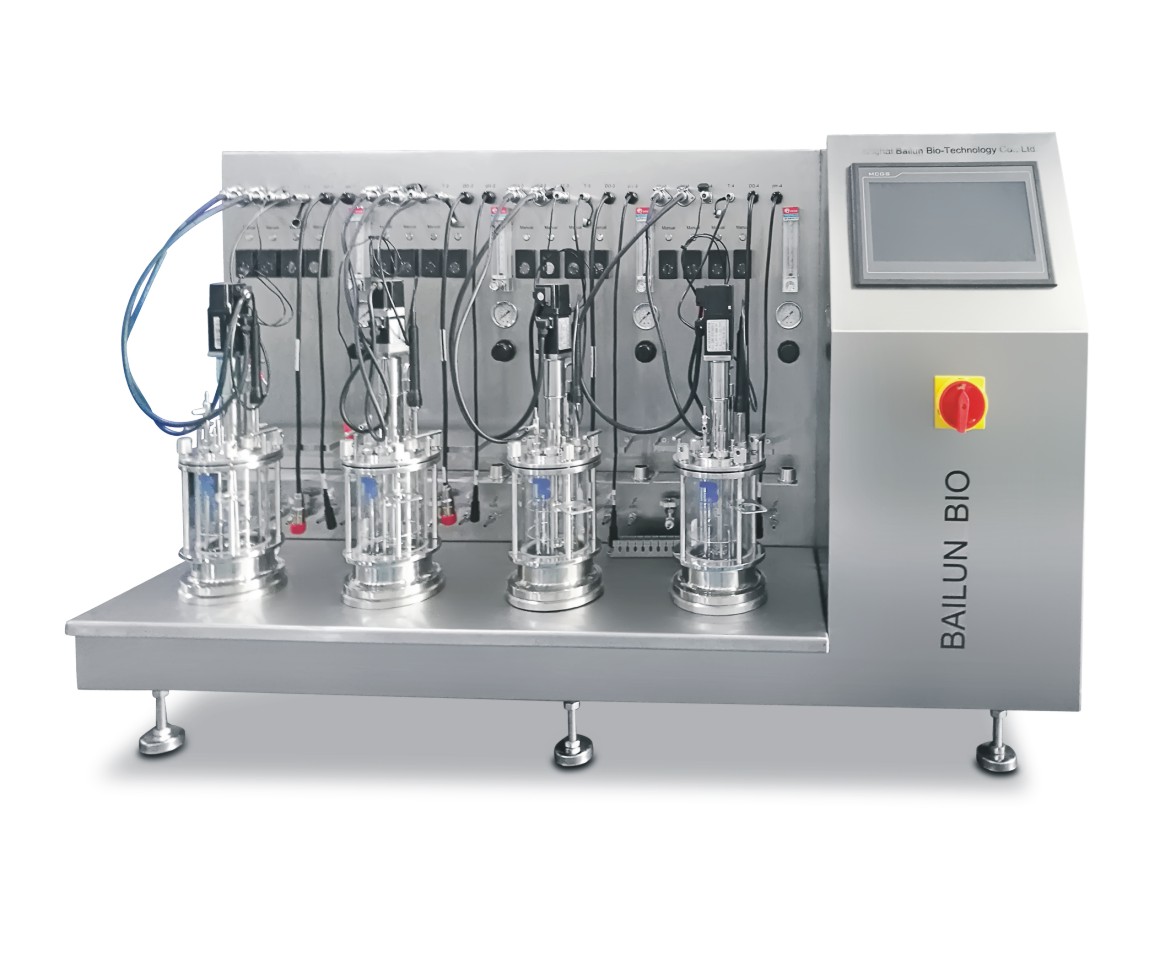 1L quadruple off-site sterilization mechanical mixing mini bioreactor BLBIO-1GJ-4-mini